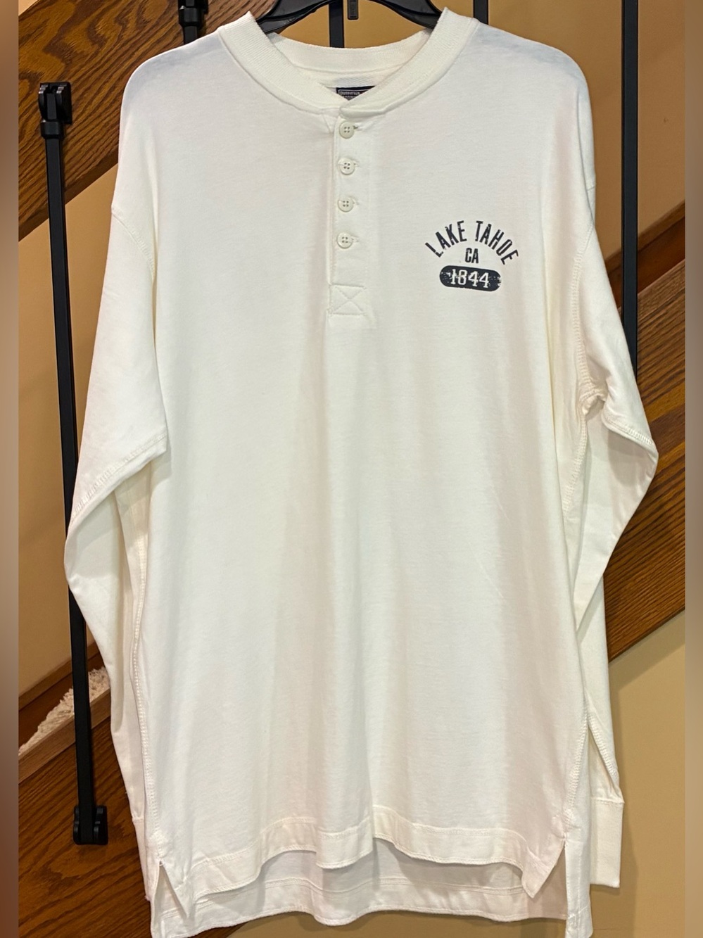 Outfitter Trading Co Lake Tahoe Henley 4Button Front Longsleeve Cream SZ.XL  NWT